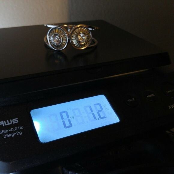 Vintage Clear Rhinestone Hinged Clamper Bracelet, Rhodium Plated, Wedding Cuff - Picture 9 of 9